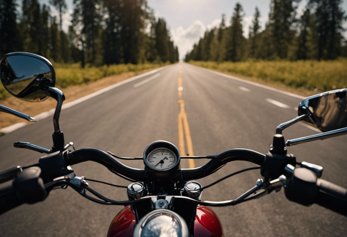 Écran de l'application de moto avec panneau routier