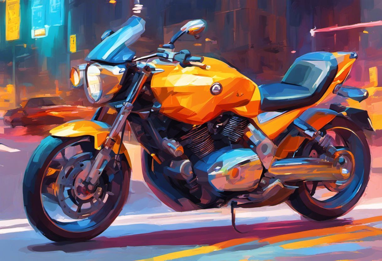 Peinture numérique colorée d'une moto montrant les règles de circulation