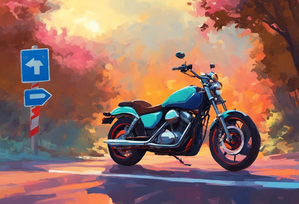 Peinture numérique de moto sur une route animée